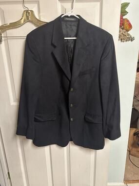 VNT Brandini Black Faux Suede Jacket Mens 40r Blazer Sport Coat 90s Y2K Rock